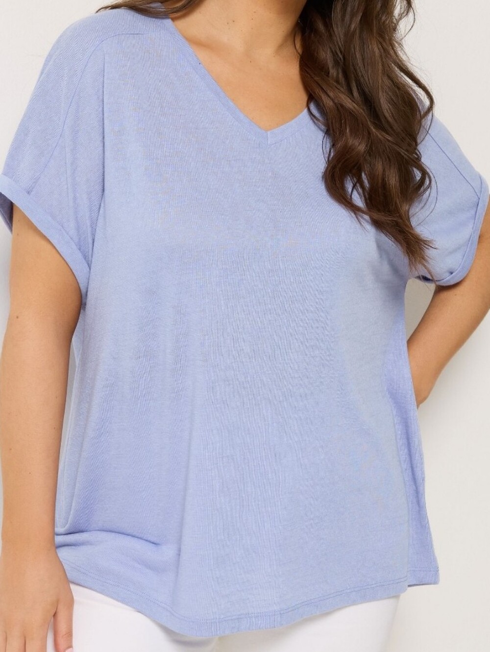 Banana Republic XXL T-shirt Lavender Purple Short Sleeve Long V-neck Stretch